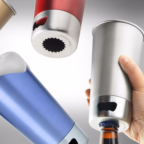 ビールオープナー付きシングルウォールマグ、メタルマグ、ステンレススチールビールマグ、トラベルマグ、キャンプマグ、パーティーマグ、アウトドアマグ、プロモーションギフトマグ