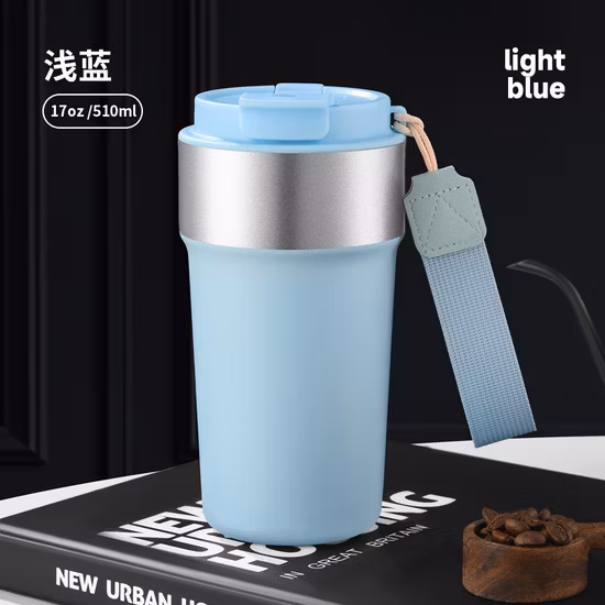 二重壁ドリンクカップスポーツウォーターボトルストロー蓋付きステンレススチールトラベルコーヒーマグ